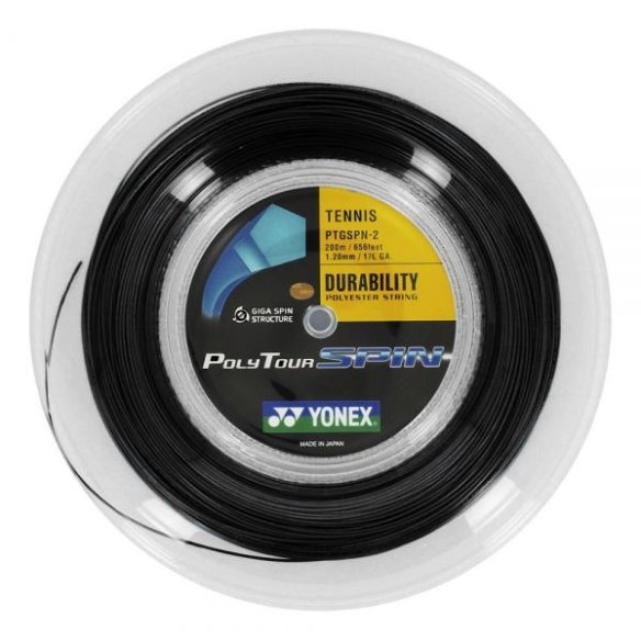 PTSB-200 Струна для тенісу Yonex Poly Tour Spin Black (200m) фото від «TennisPortal» Київ Україна